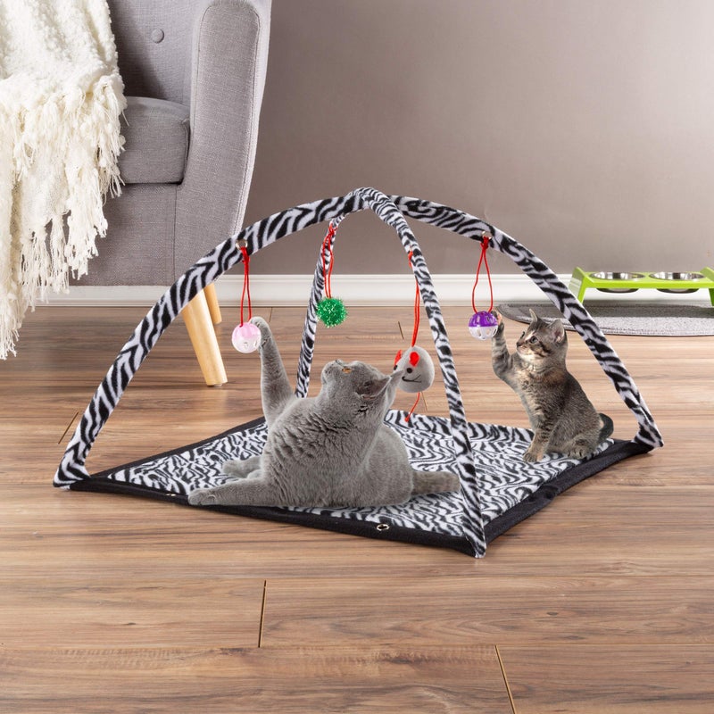 PETMAKER Cat Activity Center- Interactive Play Area Station for Cats, Kittens with Fleece Mat, Hanging Toys, Foldable Design for Exercise, Napping - Image 4